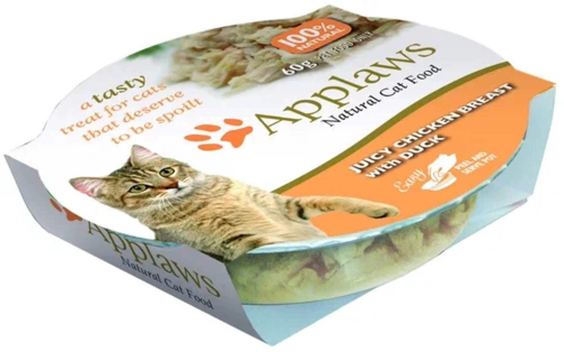 Влажный корм для кошек Applaws с курицей, с уткой, 60 г (кусочки в соусе) содержит мясо животных свободного выгула, выращенных на фермах Англии. Уникальный дизайн упаковки заменяет миску для вашего питомца. Вся линейка консервов приготовлена из свежих и качественных ингредиентов. Консервы НЕ содержат красителей, усилителей вкуса и запаха, продуктов ГМО.