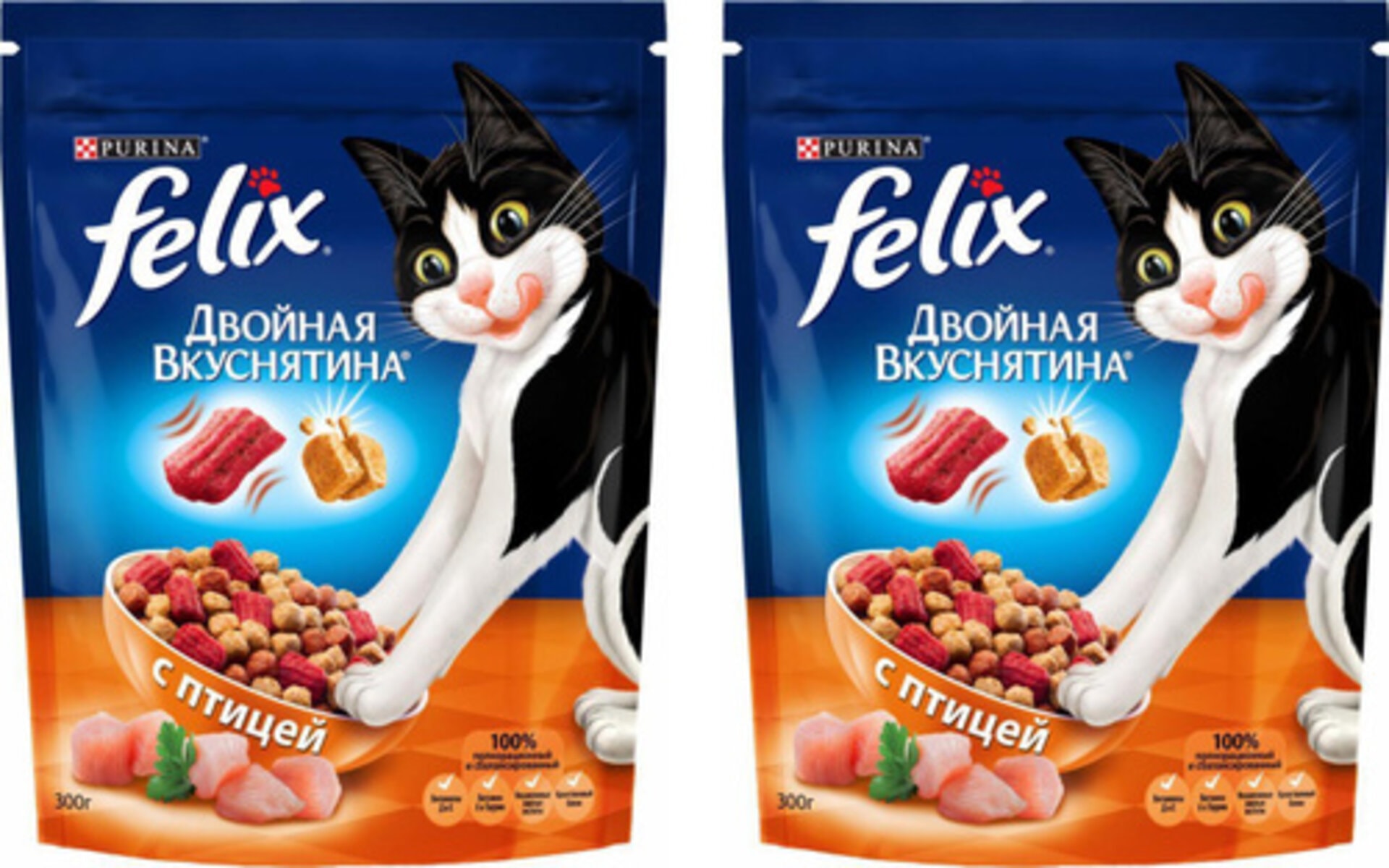 Корм для кошек Феликс Двойная Вкуснятина - это полноценный и сбалансированный рацион, который разработан с учетом всех потребностей вашего питомца