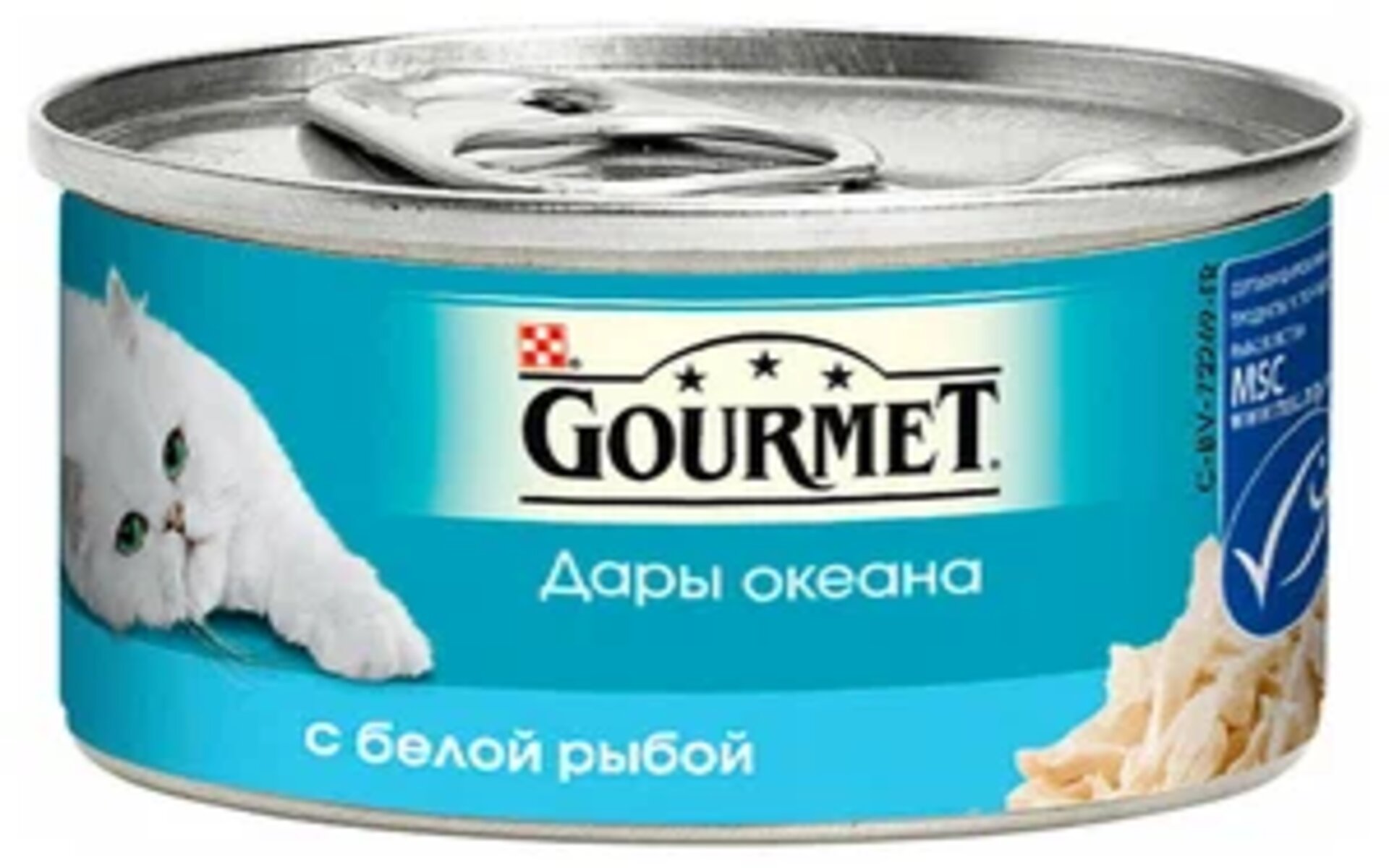 Гурмэ Дары Океана - это влажный корм для кошек, который предлагает восхитительное сочетание вкусов океанских деликатесов