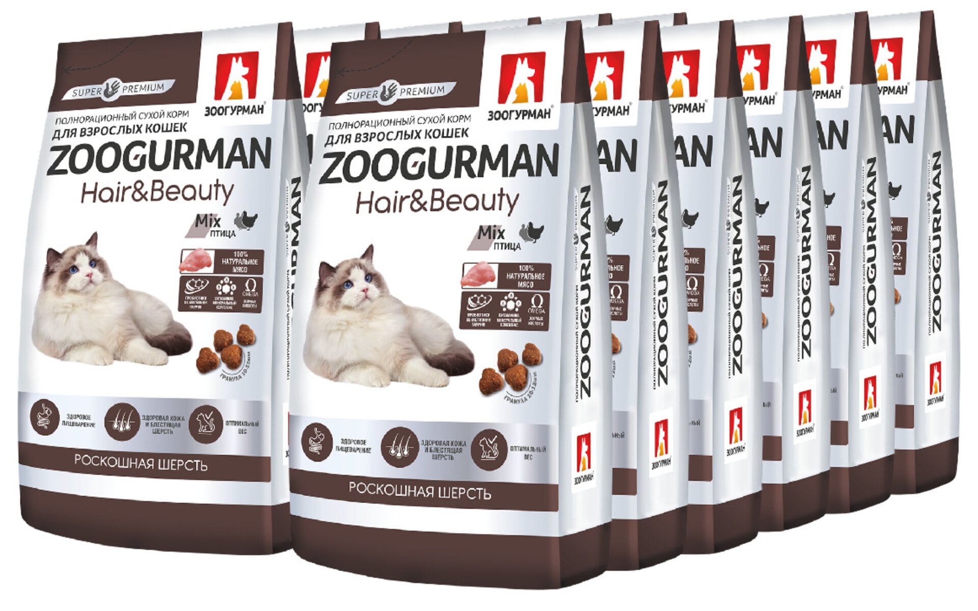 Полнорационный сухой корм для кошек Зоогурман  Hair & Beauty предназначен для поддержания красоты и здоровья шерсти вашего питомца. Корм разработан с учётом потребностей кошек и обеспечивает их всеми необходимыми питательными веществами.