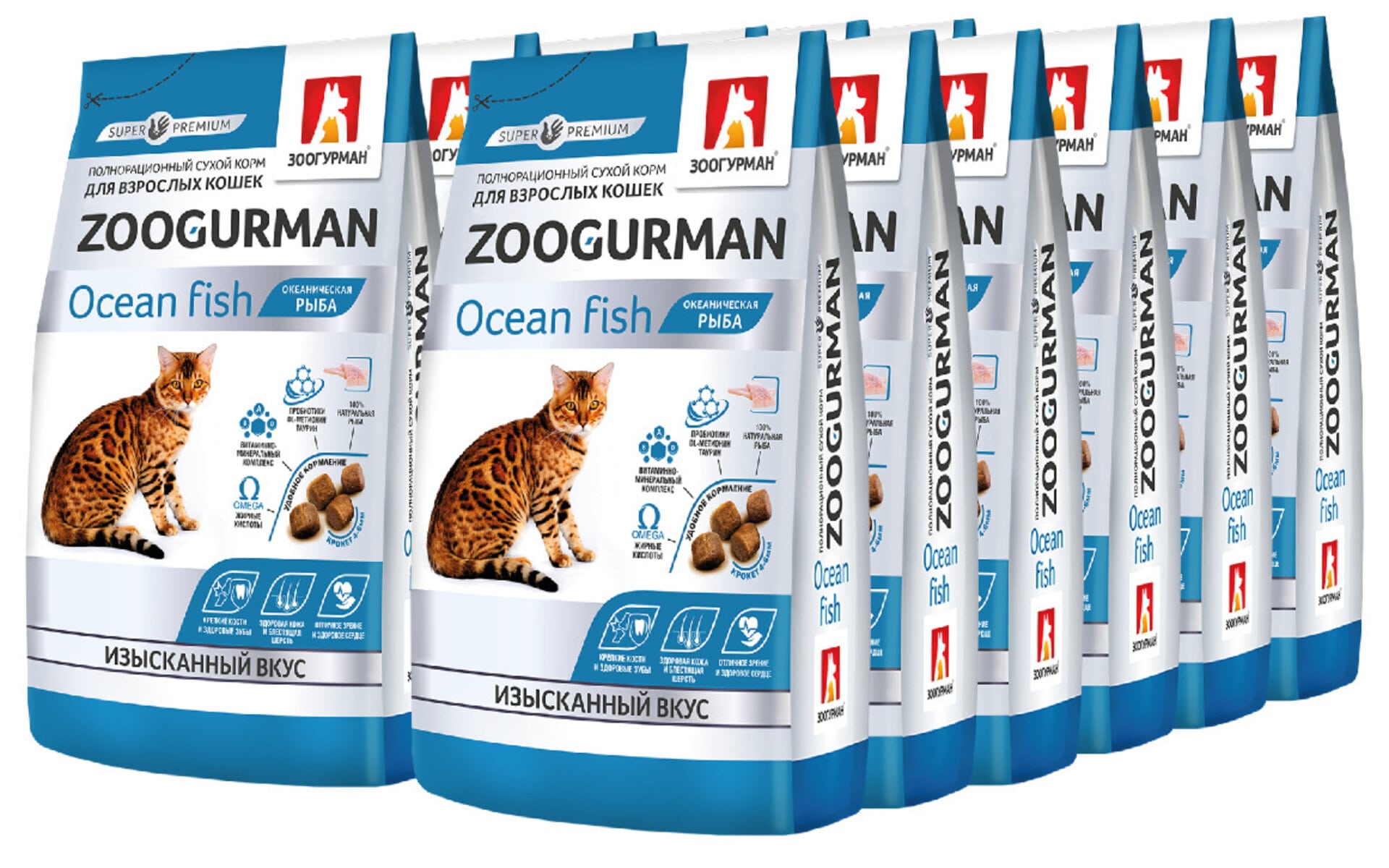 Сухой корм для взрослых кошек Zoogurman Океаническая рыба Изысканный вкус обеспечивает крепкие кости и здоровые зубы, здоровую кожу и блестящую шерсть, отличное зрение и здоровое сердце